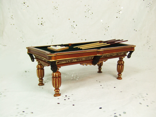 ** 8012-03 ** Walnut Pool Table w/ Gold hand Painted